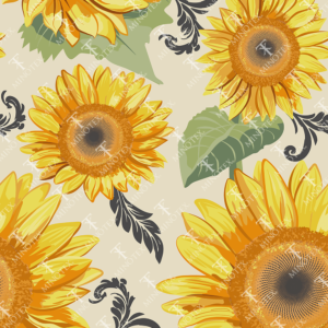 Tela de microfibra con girasoles en color hueso